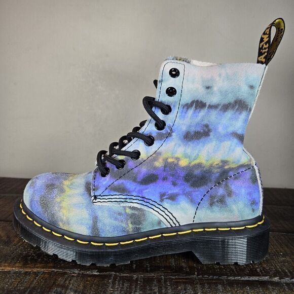 NEW Dr. Doc Martens 1460 Pascal Womens Size 6 Lace Up Boots Blue Tie Dye Suede - Picture 7 of 11